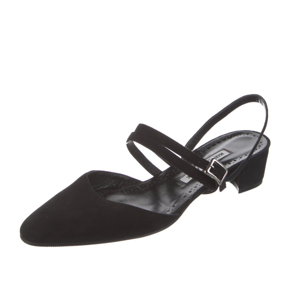 Manolo Blahnik Black Suede Ballet Pump